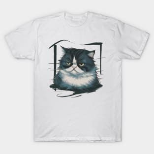 Sullen Cat Japanese Art Print T-Shirt